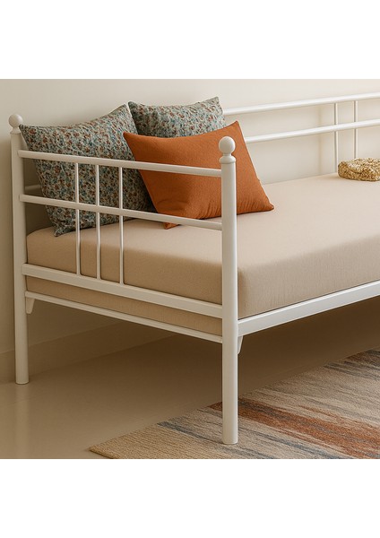 Soho Daybed Tek Kişilik Sedir Divan Metal Karyola Beyaz modelleri
