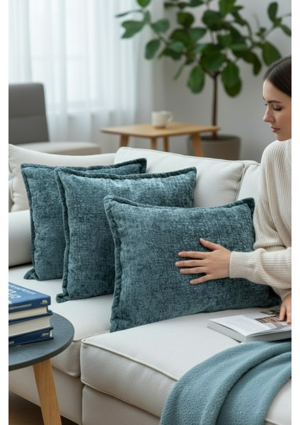 Kırlent İthal Kadife Kumaş 3'lü Set - Yumuşak Dokulu Dekoratif Özel Tasarım Kırlent Kılıfı - S07 fiyatları