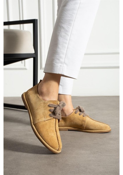 Kadın Casual Ayakkabı Süet Sarı Düz Topuklu Casual/günlük