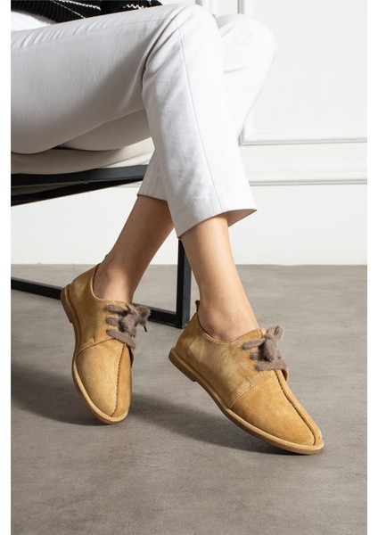 Kadın Casual Ayakkabı Süet Sarı Düz Topuklu Casual/günlük modelleri