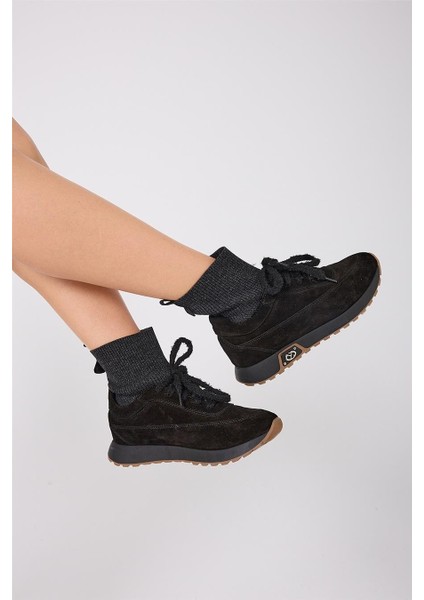 Kadın Sneaker Süet Siyah Kısa Topuklu Casual/günlük Dokuma