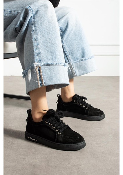 Kadın Sneaker Süet Siyah Kısa Topuklu Casual/günlük Soğuk Havaya Dayanıklı