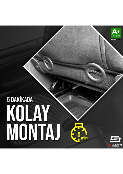 Oto Koltuk Koruyucu Alt Minder Siyah Universal 2+1 Parça Ön Arka A+ Kalite