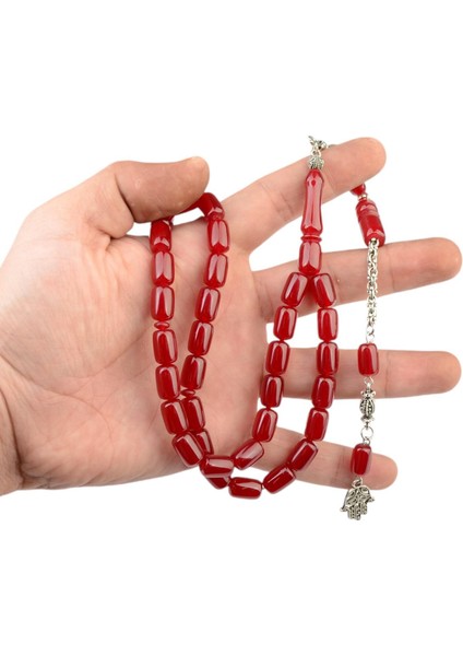 Burhan sağlam Kapsül Kesim 12x8 mm Ateş Kehribar Alpaka Püsküllü Tesbih fırsatları