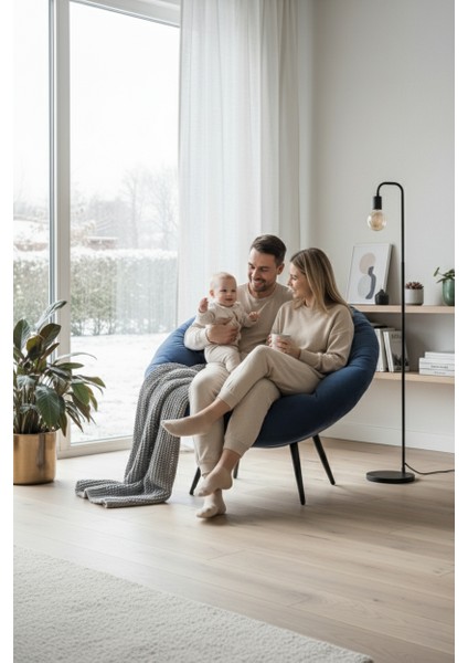 Premium Lacivert Tekli Koltuk Berjer | Minderli, Yastıklı, Demonte Gönderim | Kitap Okuma & Rahat Dinlenme Koltuğu fiyatları