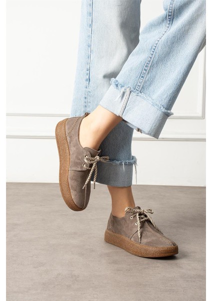 Kadın Loafer Ayakkabı Süet Bej Kısa Topuklu Casual/günlük modelleri