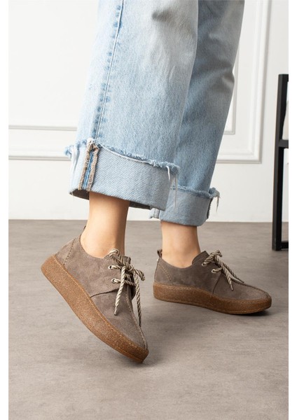 Kadın Loafer Ayakkabı Süet Bej Kısa Topuklu Casual/günlük fırsatları