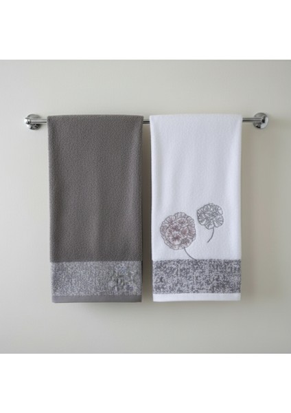 Phlox Bambu 2'li Havlu 50X90CM - Antrasit Beyaz