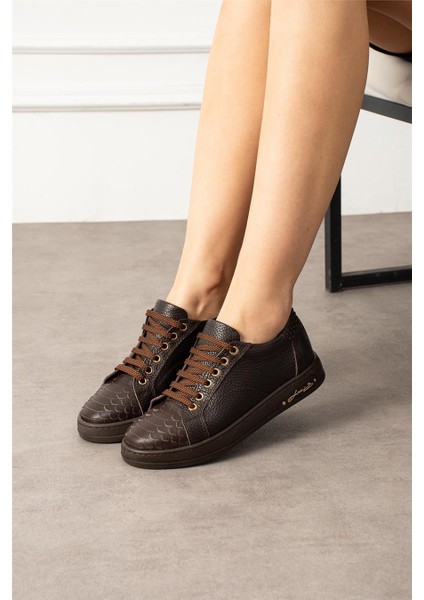 Kadın Sneaker Hakiki Deri Kahverengi Kısa Topuklu Casual/günlük modelleri