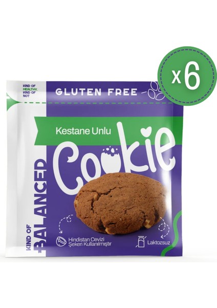 Glütensiz Kestane Unlu Cookie 60 gr x 6 Adet