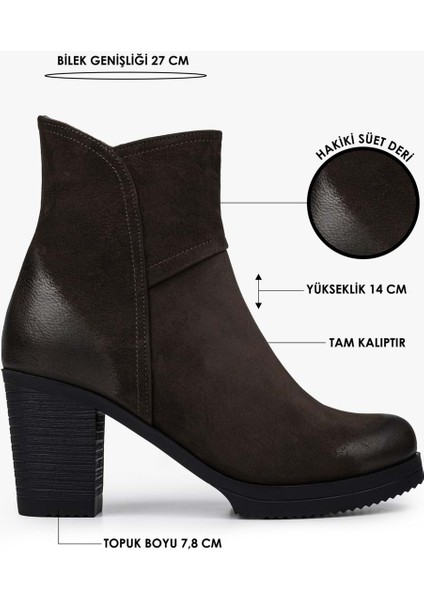 Kadın Hero Kahve Hakiki Deri Nubuk Topuklu Bot fiyatları