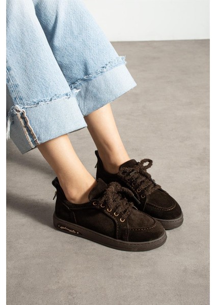 Kadın Sneaker Süet Kahverengi Kısa Topuklu Casual/günlük Soğuk Havaya Dayanıklı modelleri