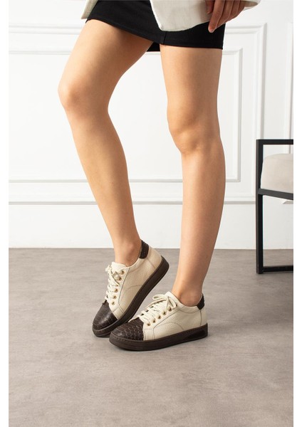 Kadın Sneaker Hakiki Deri Bej Kısa Topuklu Casual/günlük modelleri