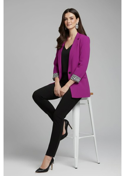 Kadın Leopar Detaylı Blazer Ceket modelleri