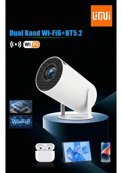 2025 Yeni Versiyon HY300 Pro Projeksiyon – Yüksek Parlaklık, 4K Destekli, Wifi + Bt5.2, Android 13 fırsatları