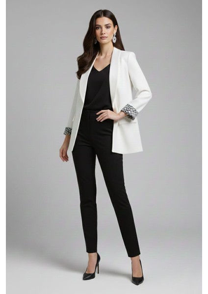 Kadın Leopar Detaylı Blazer Ceket