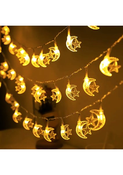 Gün Işığı - Ay-Yıldız 3mt Pilli 2 Fonksiyonlu Peri LED - Dekor Lamba (5314)