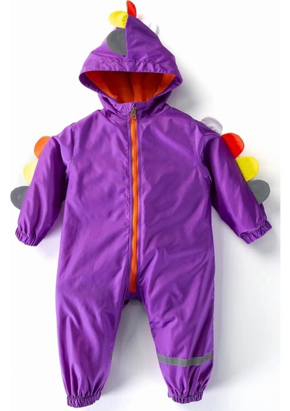 Yeni Sezon Dinozor Pullu Figürlü Kapüşonlu Pamuk Astarlı Bebek&çocuk Yağmurluk Tulum Mont