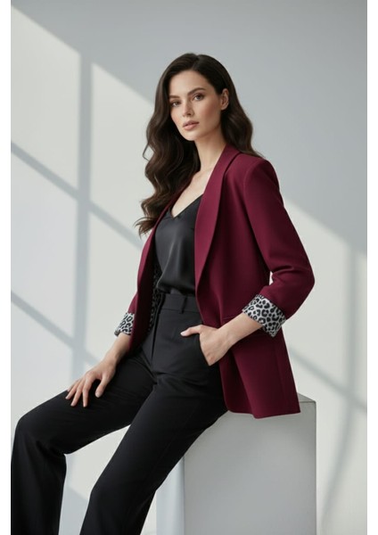 Kadın Leopar Detaylı Blazer Ceket modelleri