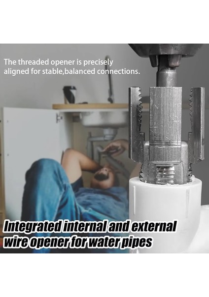 Pprc Pvc Boru Diş Açma Aparatı Tamir Onarım Montaj Için 3/4" Matkap Adaptörlü Tesisatcı Rayba Klavuz