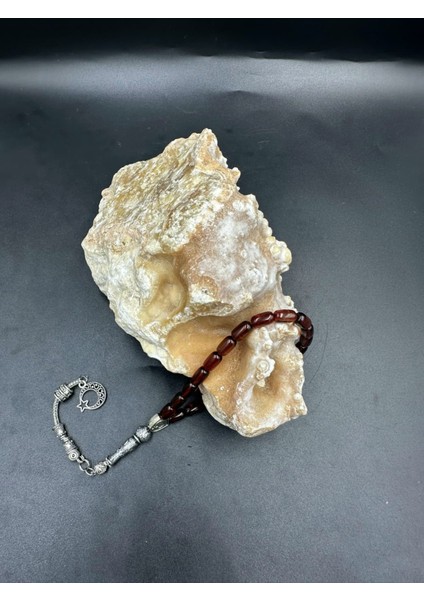 Ay Yılldız Alpaka Püskül Ateş Kehribar Tespih (Ahşap Kutu) modelleri