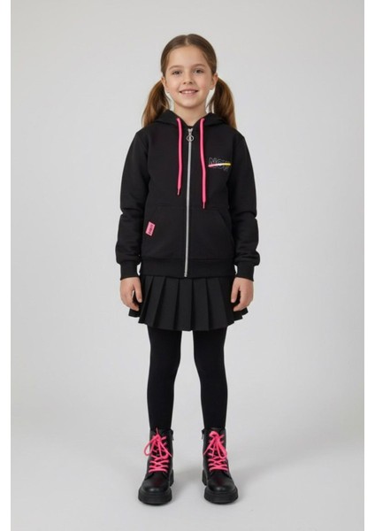 Neon Detaylı Lady Kız Çocuk Kapüşonlu hırka - Siyah fiyatları