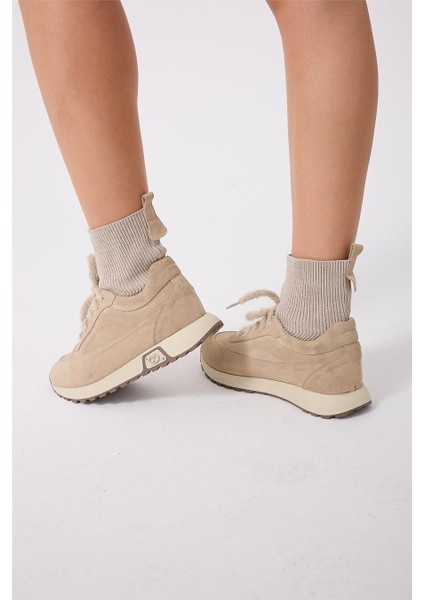 Kadın Sneaker Süet Bej Kısa Topuklu Casual/günlük Dokuma fiyatları