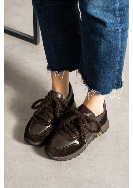 Kadın Sneaker Süet Kahverengi Kısa Topuklu Casual/günlük modelleri