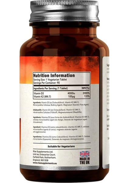 Vitamin D3 & K2 – 4000 Iu + 100 Μg – 120 Tablet modelleri