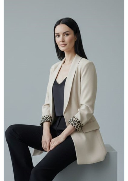 Kadın Leopar Detaylı Blazer Ceket modelleri
