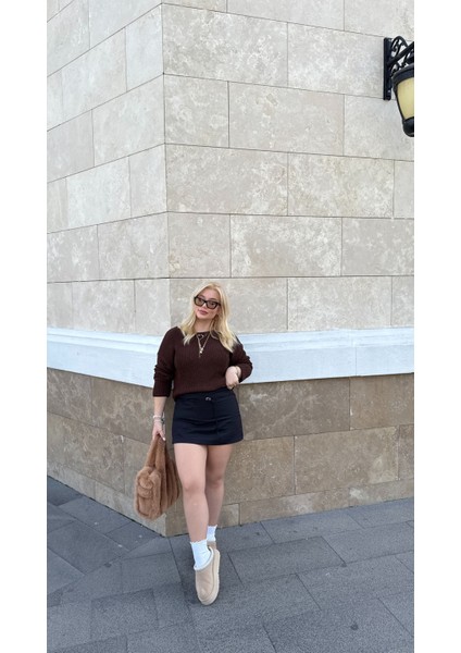 Suni Kürklü Deri Ceket