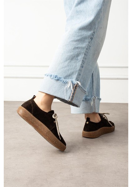 Kadın Loafer Ayakkabı Süet Kahverengi Kısa Topuklu Casual/günlük