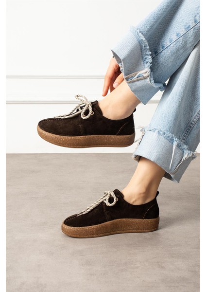 Kadın Loafer Ayakkabı Süet Kahverengi Kısa Topuklu Casual/günlük modelleri