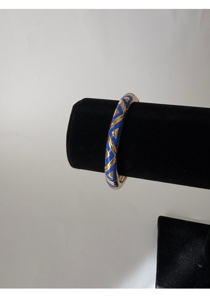 Özel Seri Üçgen Desen Lacivert Mineli Gold Kelepçe modelleri