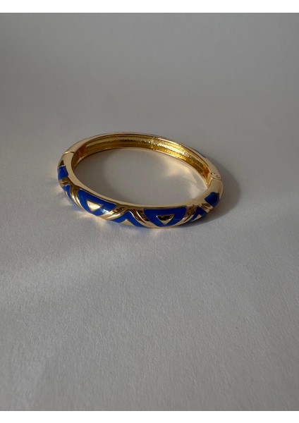 Özel Seri Üçgen Desen Lacivert Mineli Gold Kelepçe indirimleri