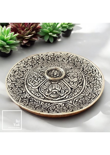 Mullin Yuvarlak Metal Tütsülük – Konik ve Çubuk Uyumlu, Yıkanabilir Meditasyon Tütsü Kabı