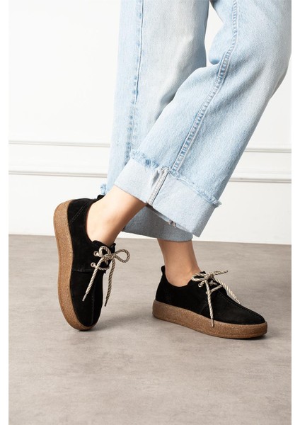 Kadın Loafer Ayakkabı Süet Siyah Kısa Topuklu Casual/günlük modelleri