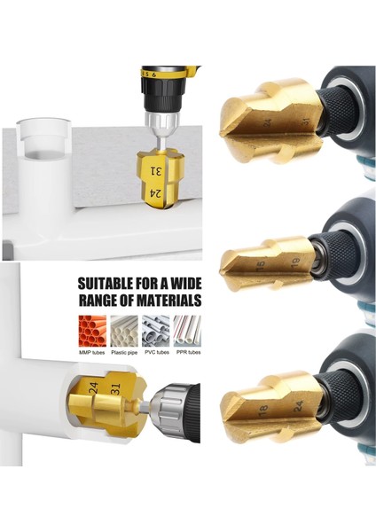 Pvc Boru Havşa Pprc Boru Tamir Onarımı Için 3 Boy Matkap Rayba Boru Kesme Makası Delme Genişletme fiyatları