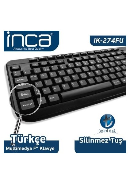 Inca IK-274FU USB F Multi Medya Klavye,siyah