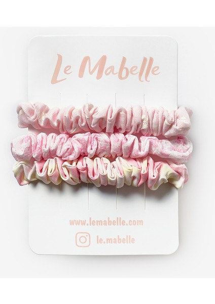 Pembe Tonları 3'lü Fırfırlı Kız Çocuk Lastik Toka