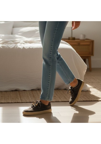 Kahve Süet Hakiki Deri Bağcıklı Kadın Günlük Sneaker modelleri