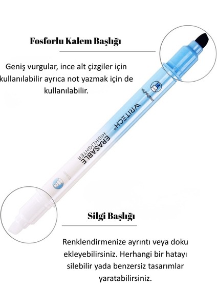Highlighters Silinebilir Fosforlu Kalemler 6'lı Set modelleri