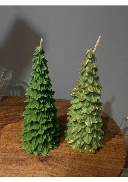 Koyu Yeşil Çam Ağacı Mum – Yılbaşı Dekoratif El Yapımı Mum – Yeni Yıl Hediyelik modelleri