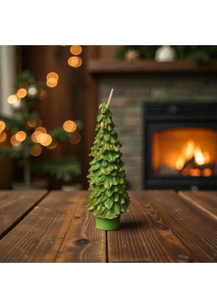 Koyu Yeşil Çam Ağacı Mum – Yılbaşı Dekoratif El Yapımı Mum – Yeni Yıl Hediyelik indirimleri