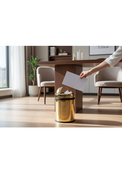 Gold Döner Kapaklı Çöp Kovası 8 Litre Hacim Pratik Kapak Çelik Materyal modelleri