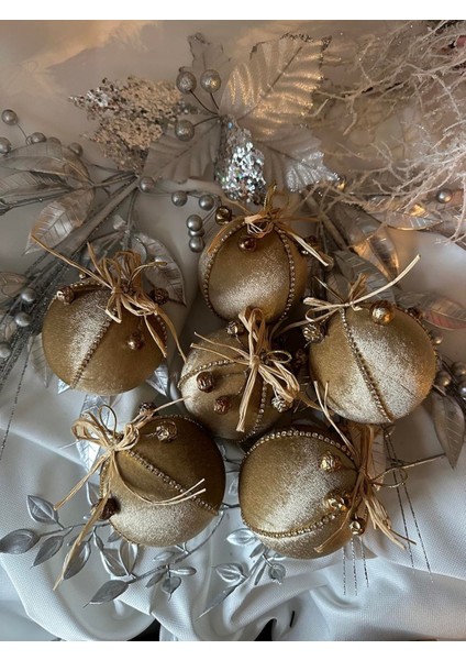 Kadife Etnik Yılbaşı Çam Ağacı Topu Bej 100% El Yapımı, Şık Dekoratif Aksesuar modelleri