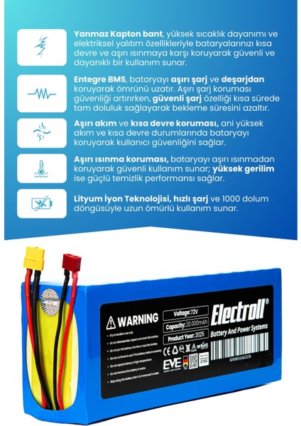 Volta Yide Se-03 Uyumlu Batarya Lityum 72V 20AH Elektrikli Scooter Bataryası modelleri