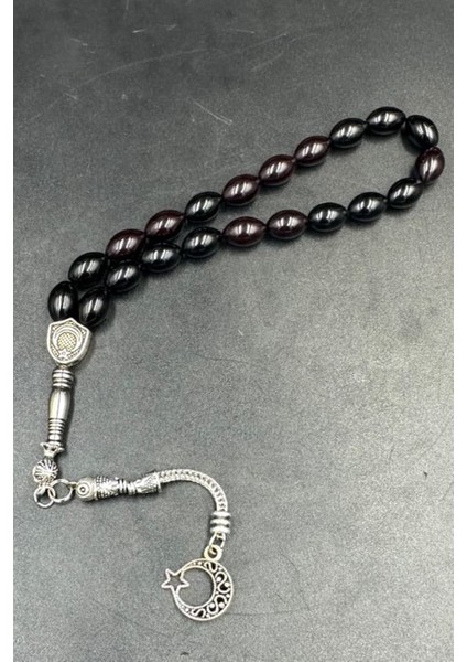 Alpaka Püskül Ateş Kehribar Tespih Ahşap Kutu)