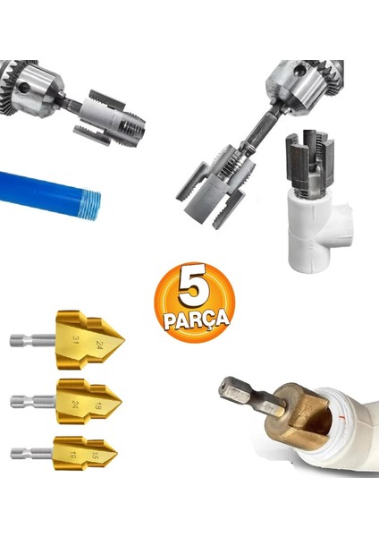 Pprc Pvc Su Borusu Için Klavuz Diş Açma Havşa Pah Seti Tesisatcı Rayba Tesisatcı Malzemesi