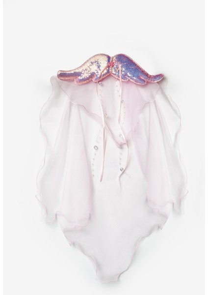 Pembe Pullu İnci Detaylı Kanat Figür Kız Çocuk Klips Toka